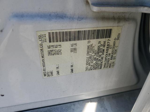 1N4AL2AP5CN488877 - 2012 NISSAN ALTIMA BASE WHITE photo 12