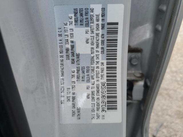 3MYDLBYV8KY516346 - 2019 TOYOTA YARIS L SILVER photo 12