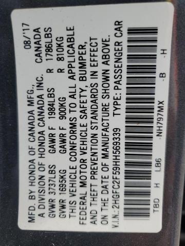 2HGFC2F59HH569339 - 2017 HONDA CIVIC LX Boz foto 13