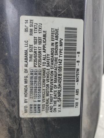 5FNRL5H45EB108142 - 2014 HONDA ODYSSEY EX GRAY photo 14