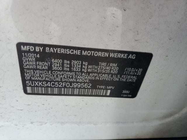 5UXKS4C52F0J99562 - 2015 BMW X5 XDRIVE35D WHITE photo 13
