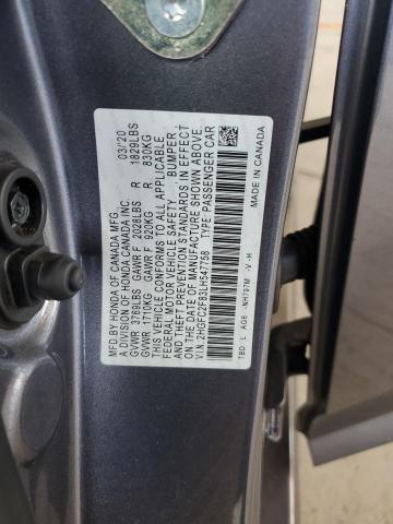 2HGFC2F83LH547758 - 2020 HONDA CIVIC SPORT GRAY photo 13