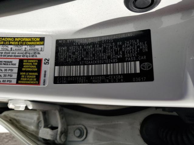 4T1DAACK9SU102485 - 2025 TOYOTA CAMRY XSE 白色 照片 12