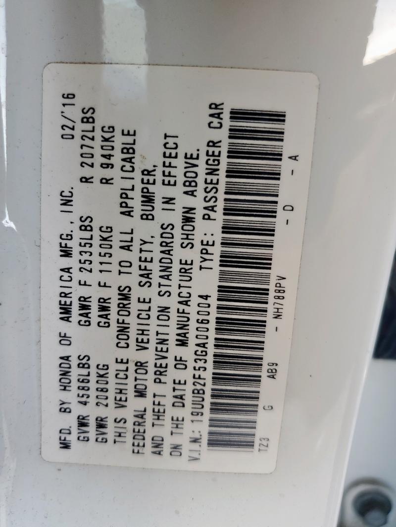 19UUB2F53GA006004 - 2016 ACURA TLX TECH WHITE photo 12