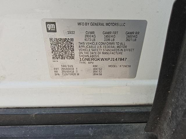 1GNERGKWXPJ147847 - 2023 CHEVROLET TRAVERSE LT 白色 照片 12