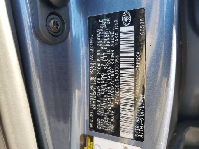 4T1BE30K64U833356 - 2004 TOYOTA CAMRY LE BLUE photo 12