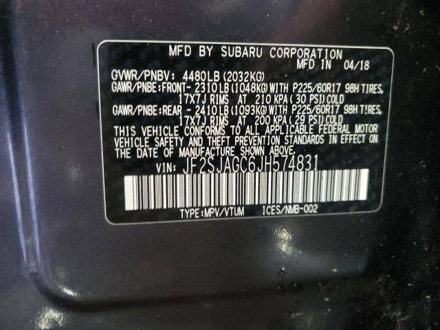 JF2SJAGC6JH574831 - 2018 SUBARU FORESTER 2.5I PREMIUM Սև լուսանկար 14