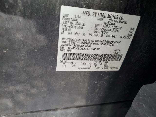 1FM5K8D8XFGB38557 - 2015 FORD EXPLORER XLT GRAY photo 13