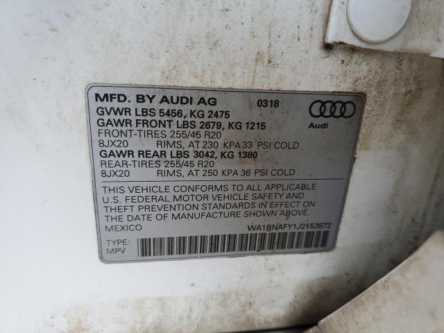 WA1BNAFY1J2153872 - 2018 AUDI Q5 PREMIUM PLUS WHITE photo 13