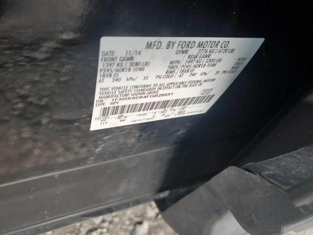 1FM5K8D84FGB28851 - 2015 FORD EXPLORER XLT შავი ფოტო 13