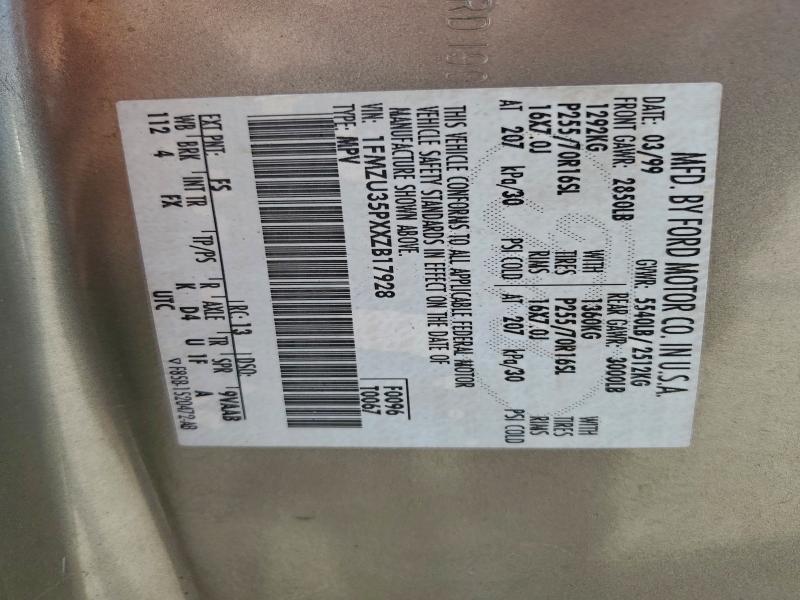 1FMZU35PXXZB17928 - 1999 FORD EXPLORER მწვანე ფოტო 13