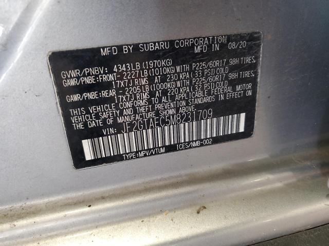 JF2GTAEC5M8231709 - 2021 SUBARU CROSSTREK PREMIUM SILVER photo 13