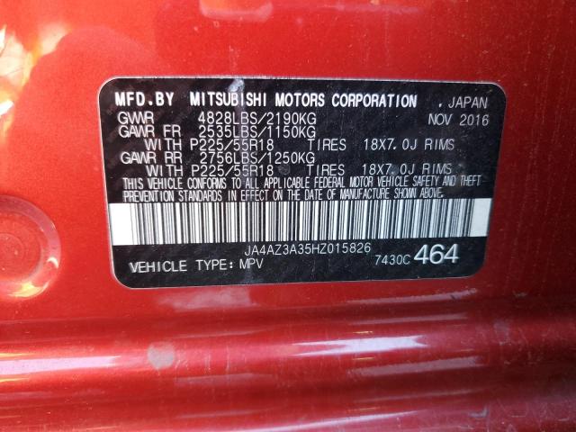 JA4AZ3A35HZ015826 - 2017 MITSUBISHI OUTLANDER SE RED photo 13