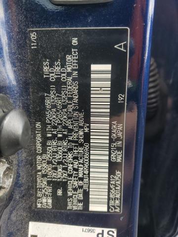 JTEBU14R960086960 - 2006 TOYOTA 4RUNNER SR5 BLUE photo 12