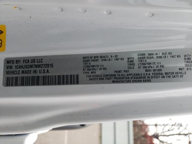 1C4HJXDM7NW272815 - 2022 JEEP WRANGLE SPORT Biały zdjęcie 13