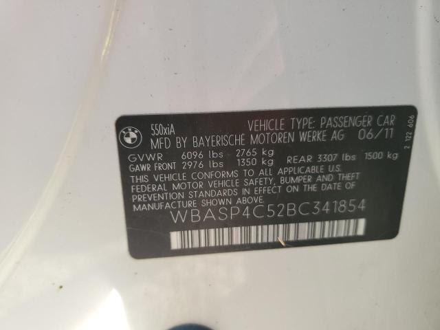 WBASP4C52BC341854 - 2011 BMW 550 XIGT WHITE photo 12