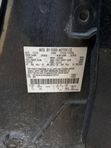 2FMDK4AK6BBA70313 - 2011 FORD EDGE SPORT BLACK photo 13