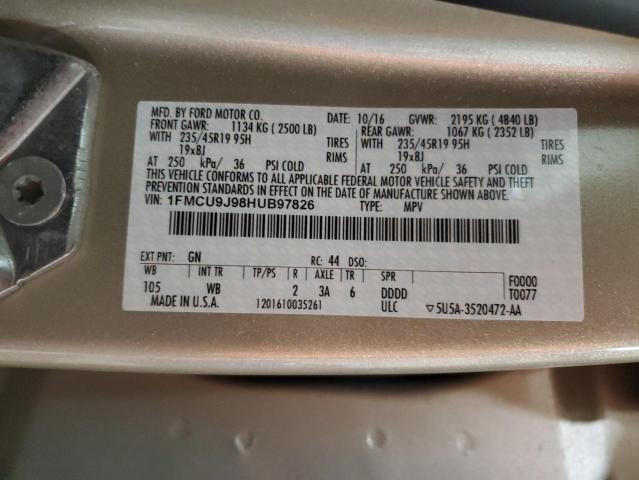 1FMCU9J98HUB97826 - 2017 FORD ESCAPE TITANIUM თაფლისფერი ფოტო 13