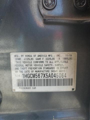 1HGCM567X5A045064 - 2005 HONDA ACCORD EX GRAY photo 12