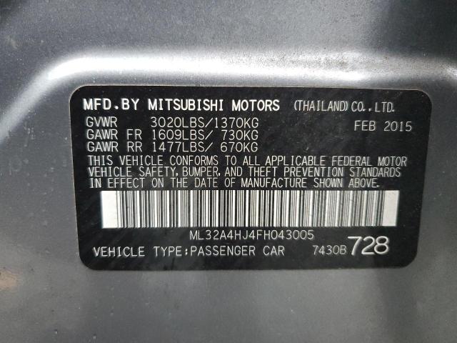 ML32A4HJ4FH043005 - 2015 MITSUBISHI MIRAGE ES ნაცრისფერი ფოტო 14