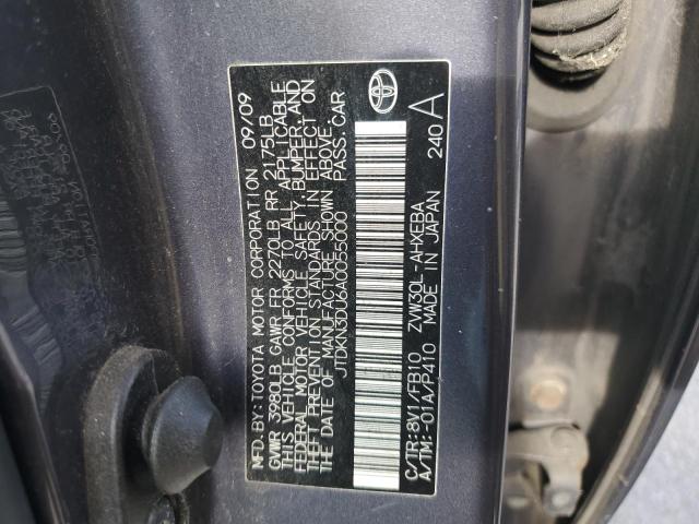 JTDKN3DU6A0055000 - 2010 TOYOTA PRIUS ნაცრისფერი ფოტო 12