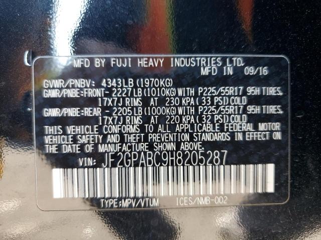 JF2GPABC9H8205287 - 2017 SUBARU CROSSTREK PREMIUM BLACK photo 13