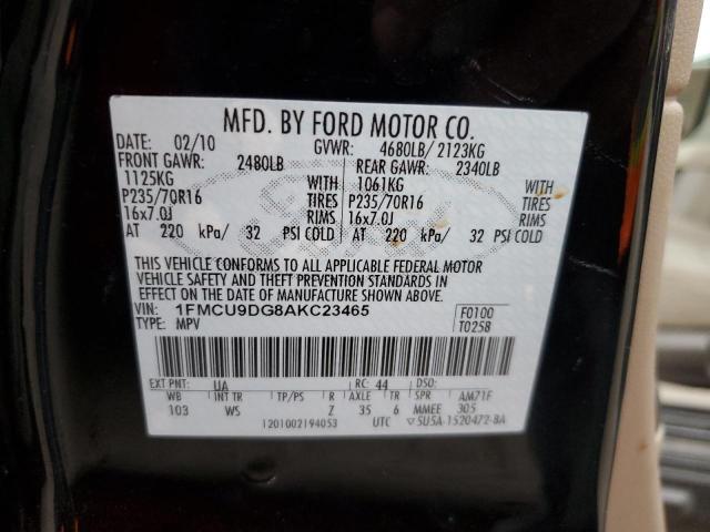 1FMCU9DG8AKC23465 - 2010 FORD ESCAPE XLT BLACK photo 13