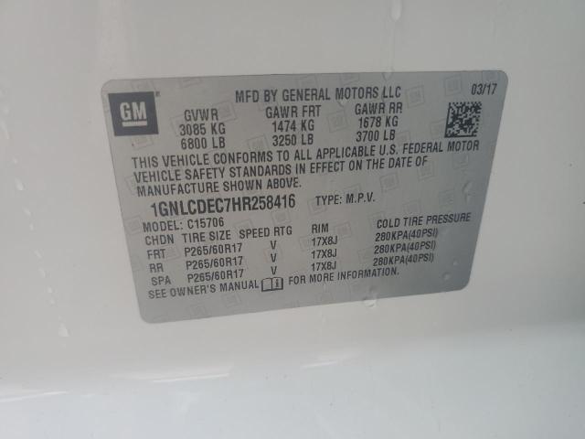1GNLCDEC7HR258416 - 2017 CHEVROLET TAHOE POLICE თეთრი ფოტო 13