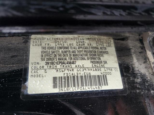 3N1BC1CP0AL456487 - 2010 NISSAN VERSA S BLACK photo 12