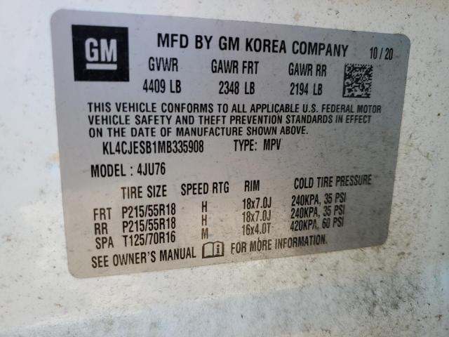 KL4CJESB1MB335908 - 2021 BUICK ENCORE PREFERRED WHITE photo 12