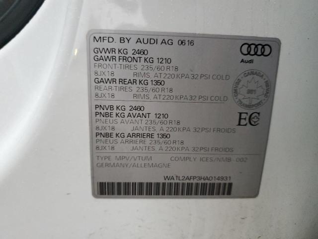 WA1L2AFP3HA014931 - 2017 AUDI Q5 PREMIUM PLUS WHITE photo 14