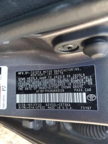 4T1BF1FK3HU669238 - 2017 TOYOTA CAMRY LE GRAY photo 12