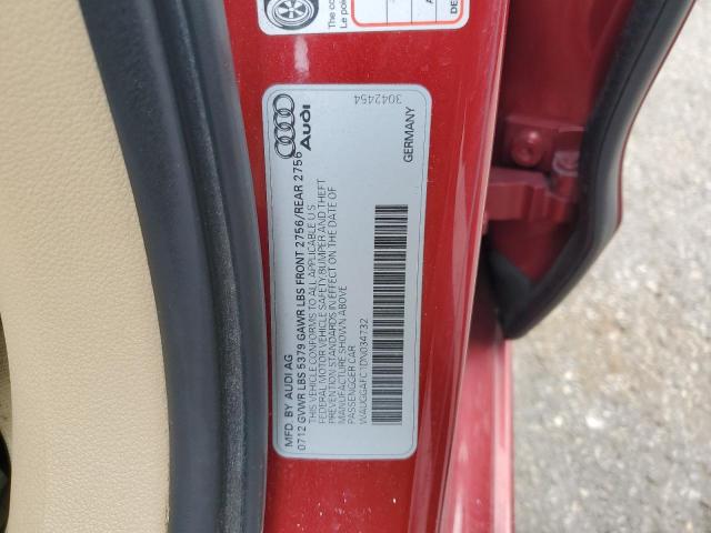 WAUGGAFC1DN034732 - 2013 AUDI A6 PREMIUM PLUS 红色 照片 12