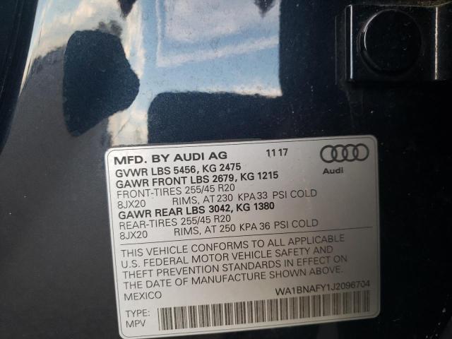 WA1BNAFY1J2096704 - 2018 AUDI Q5 PREMIUM PLUS CHARCOAL photo 13