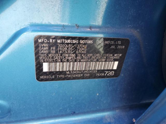 ML32A3HJ7JH014729 - 2018 MITSUBISHI MIRAGE ES ლურჯი ფოტო 13
