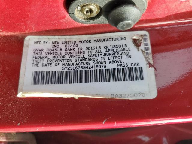 5Y2SL62894Z415079 - 2004 PONTIAC VIBE RED photo 12