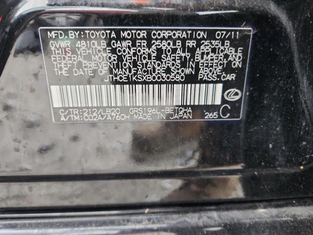 JTHCE1KSXB0030580 - 2011 LEXUS GS 350 BLACK photo 12