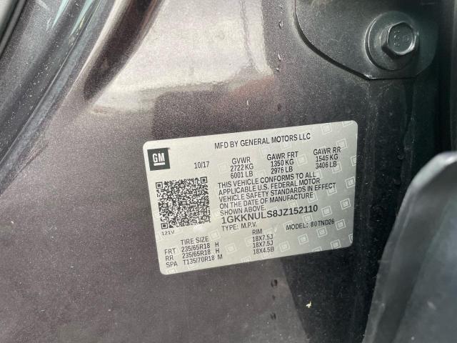 1GKKNULS8JZ152110 - 2018 GMC ACADIA SLT-1 ნაცრისფერი ფოტო 10