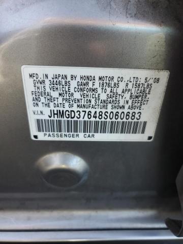 JHMGD37648S060683 - 2008 HONDA FIT SPORT 灰色 照片 12