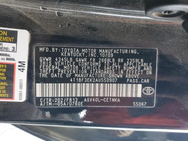 4T1BF3EK2AU550907 - 2010 TOYOTA CAMRY BASE BLACK photo 12