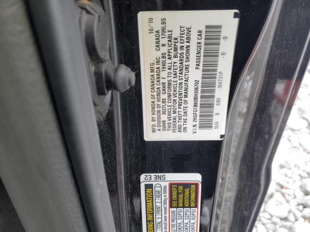 2HGFG1B60BH506702 - 2011 HONDA CIVIC LX BLACK photo 12