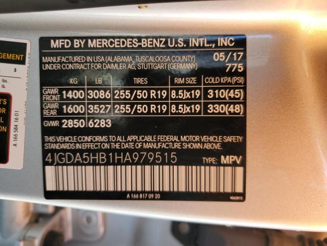 4JGDA5HB1HA979515 - 2017 MERCEDES-BENZ GLE 350 4MATIC SILVER photo 13