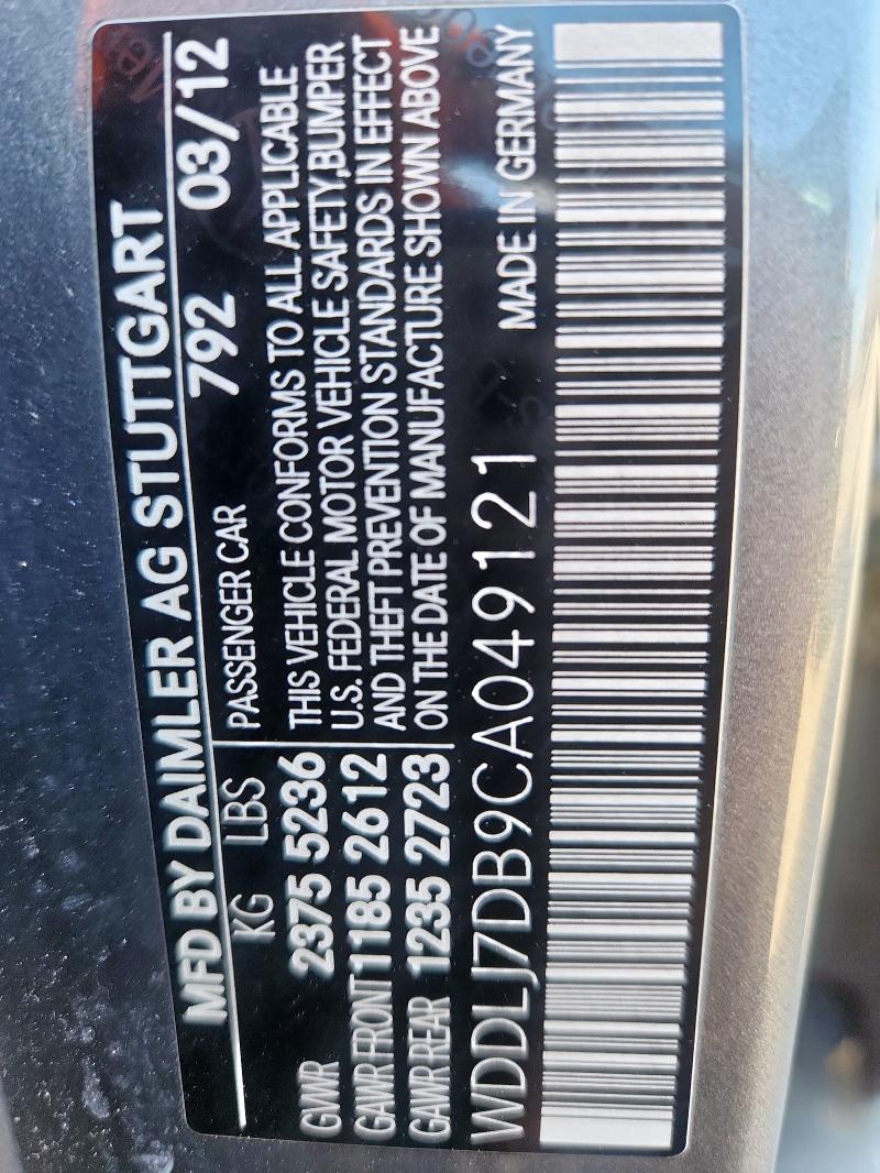 WDDLJ7DB9CA049121 - 2012 MERCEDES-BENZ CLS 550 SILVER photo 12