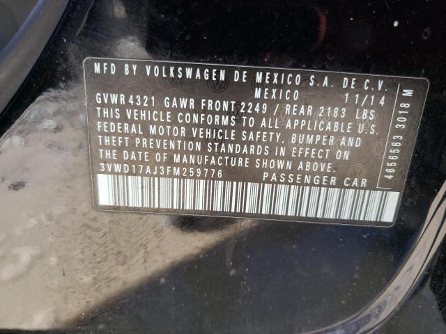 3VWD17AJ3FM259776 - 2015 VOLKSWAGEN JETTA SE Noir photo 12