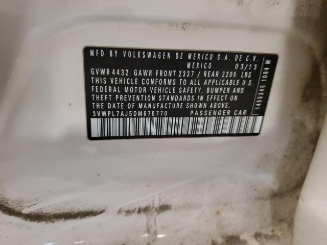3VWPL7AJ5DM675770 - 2013 VOLKSWAGEN JETTA TDI WHITE photo 12