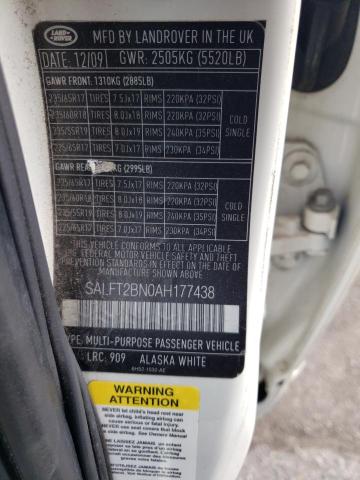 SALFT2BN0AH177438 - 2010 LAND ROVER LR2 HSE TECHNOLOGY WHITE photo 13