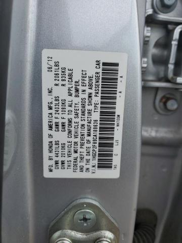 1HGCP2F89CA189636 - 2012 HONDA ACCORD EXL SILVER photo 12