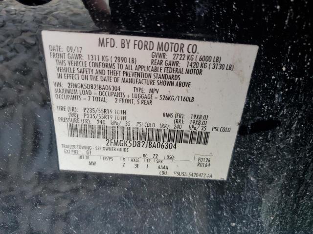 2FMGK5D82JBA06304 - 2018 FORD FLEX LIMITED Siyah fotoğraf 13