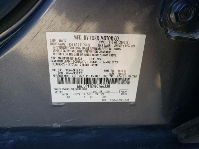 MAJ3P1TE4JC166338 - 2018 FORD ECOSPORT SE CHARCOAL photo 13