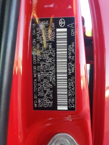 JTDKDTB39J1614241 - 2018 TOYOTA PRIUS C Czerwony zdjęcie 12